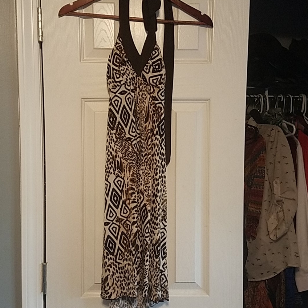 Safari print strapless dress